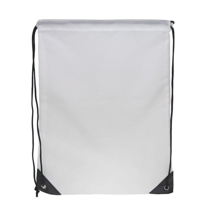 Sac à cordons en RPET avec détails noirs sur les côtés avec zone d'impression