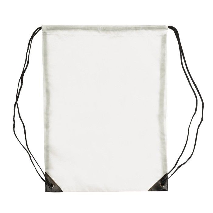 Sac à cordons en polyester coloré avec cordons noirs avec zone d'impression