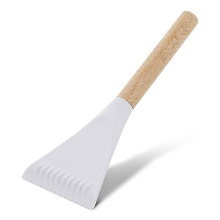 Grattoir à glace en paille de blé avec poignée en bambou avec zone d'impression