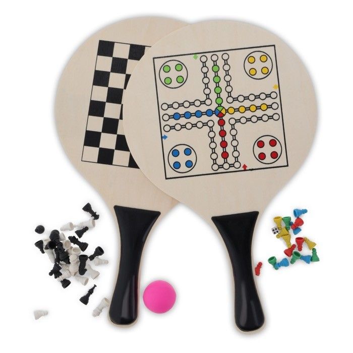 Set de 2 raquettes avec design pour 2 jeux différents avec zone d'impression