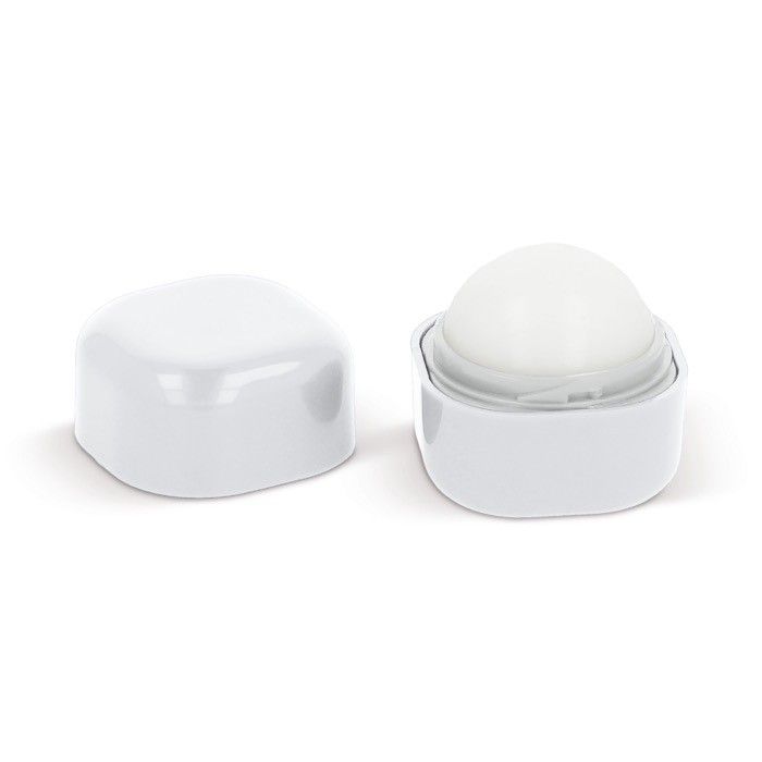 Baume à lèvres avec protection solaire dans un cube rotatif avec zone d'impression