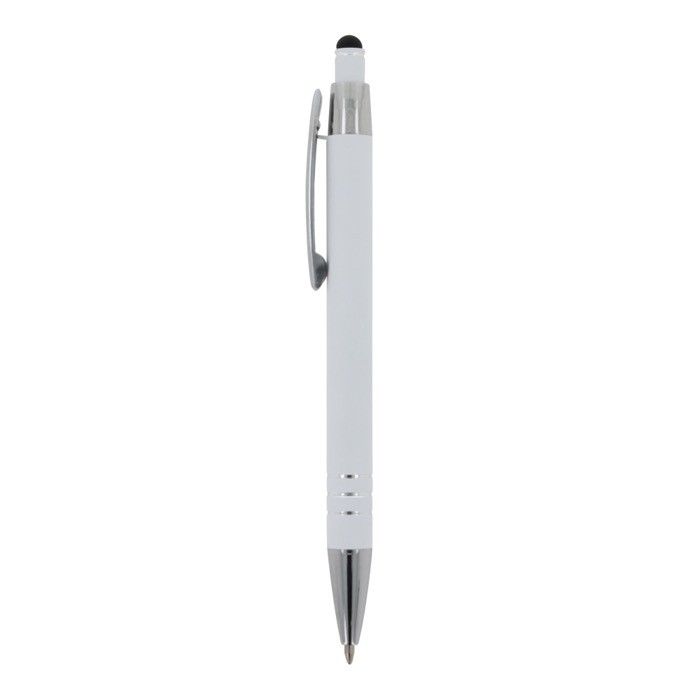 Stylo en aluminium avec finition soft-touch et 3 anneaux argentés avec zone d'impression