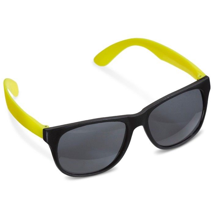 Lunettes de soleil néon avec montures noires protection UV400 avec zone d'impression