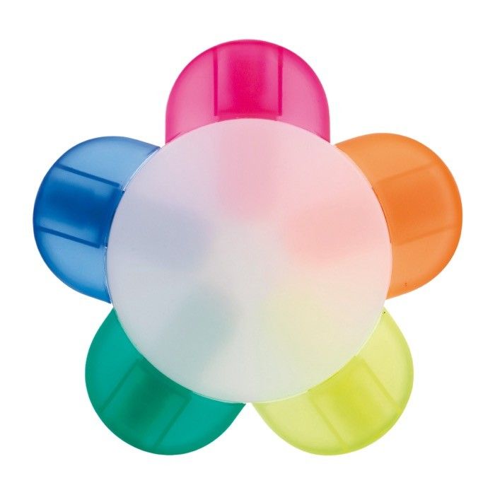 Marqueur en forme de fleur avec 5 couleurs disponibles avec zone d'impression