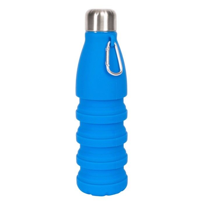 Bouteille en silicone sans BPA pliable avec mousqueton 550ml avec zone d'impression