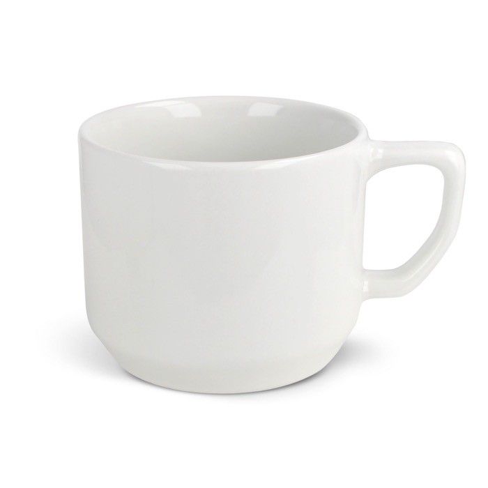 Tasse céramique blanche avec une poignée rectangulaire compacte 250ml avec zone d'impression