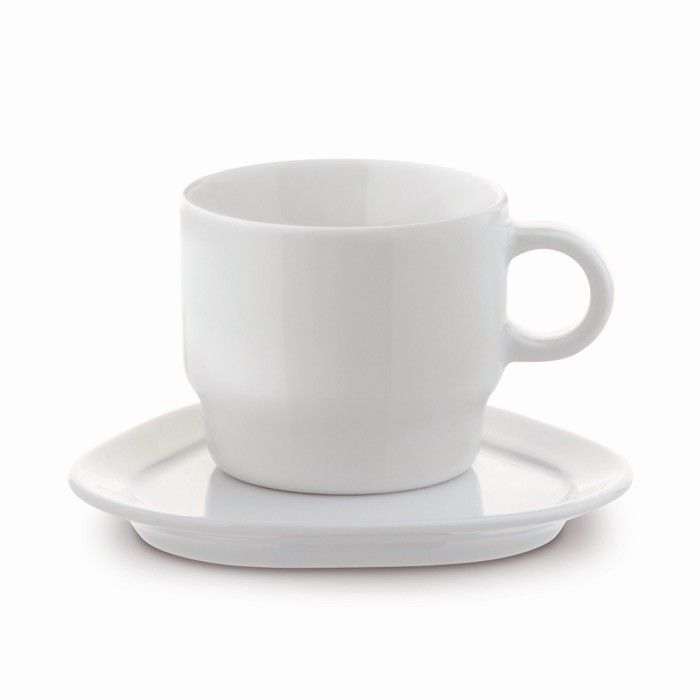 Tasse à café avec soucoupe triangulaire fabriquée en UE 180ml avec zone d'impression