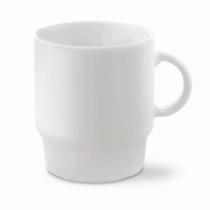 Tasse en porcelaine blanche empilable fabriquée en UE 250ml avec zone d'impression