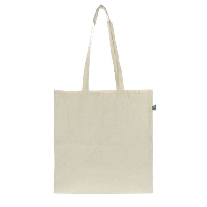 Sac en coton Fairtrade avec capacité de 10 kg et 140 g/m2 avec zone d'impression