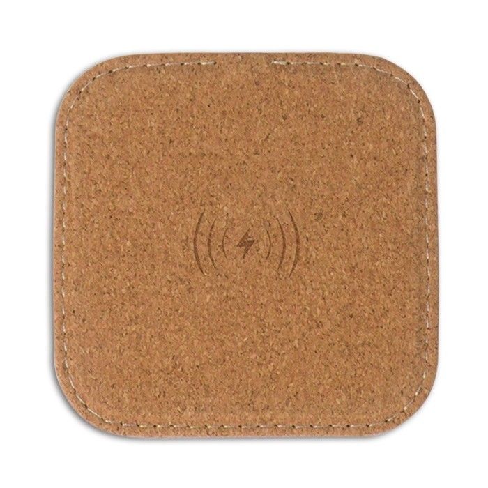 Chargeur sans fil en liège certifié FSC 5W avec zone d'impression