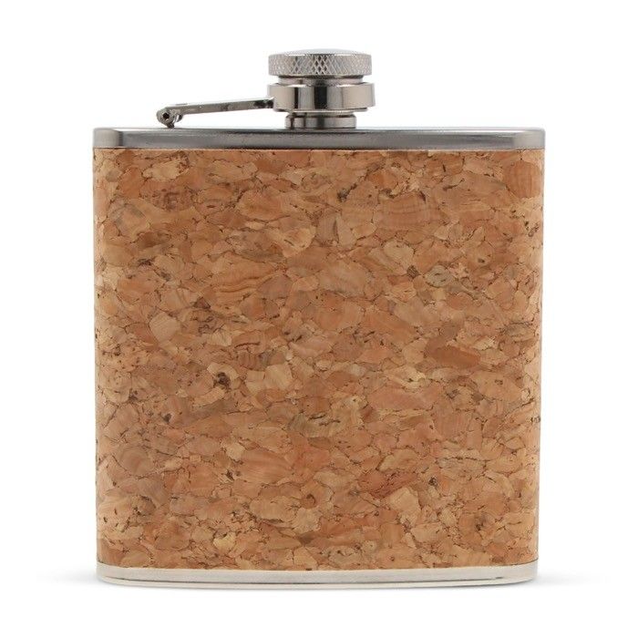 Flasque compacte en acier inoxydable et liège 170ml avec zone d'impression