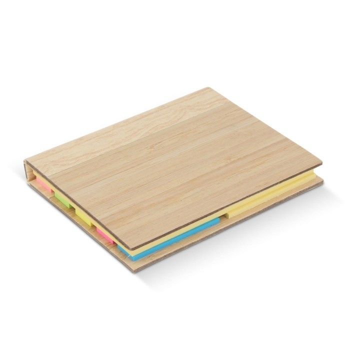 Grandes notes adhésives plusieurs tailles et coloris couverture bambou avec zone d'impression