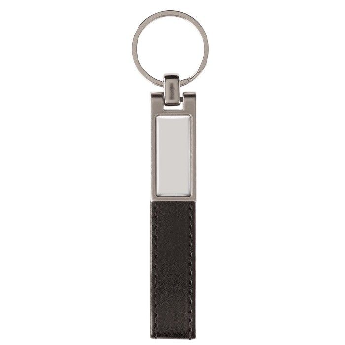 Porte-clés en lanière de cuir avec détail en métal en haut avec zone d'impression