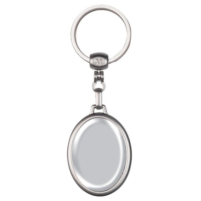 Porte-clés ovale en métal avec marquage sur les deux faces avec zone d'impression