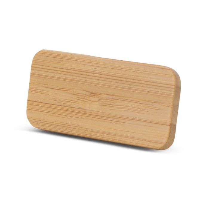 Badge naturel en bambou rectangulaire avec aimant avec zone d'impression
