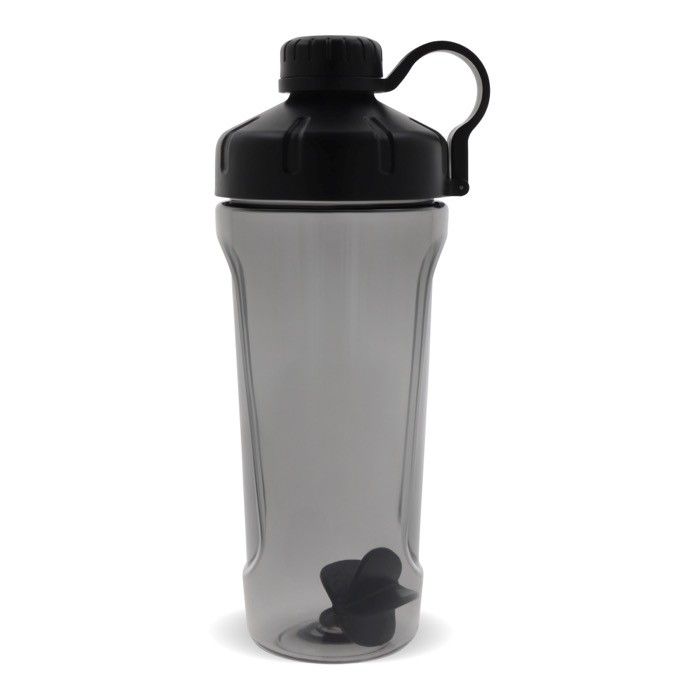 Shaker pour la salle de sport en plastique avec bouchon noir 900ml avec zone d'impression