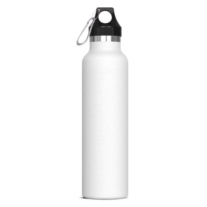 Gourde en acier inoxydable 100% anti-fuite avec mousqueton 650ml avec zone d'impression