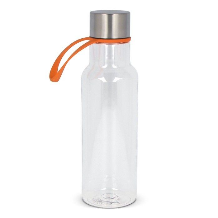 Gourde en RPET transparente avec anse de transport caoutchouc 600ml avec zone d'impression