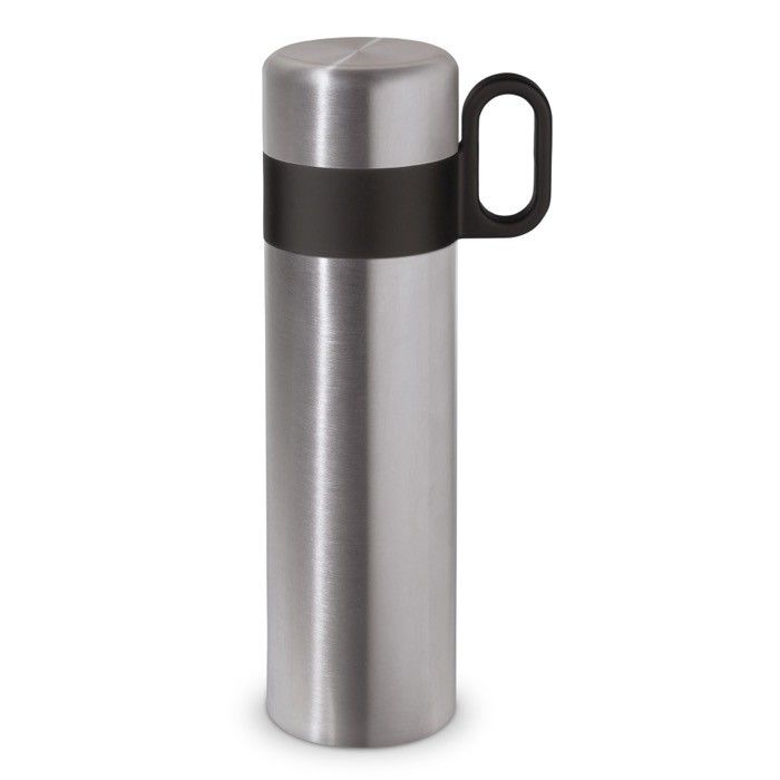Thermos en acier inoxydable avec tasse et poignée comme bouchon 350ml avec zone d'impression