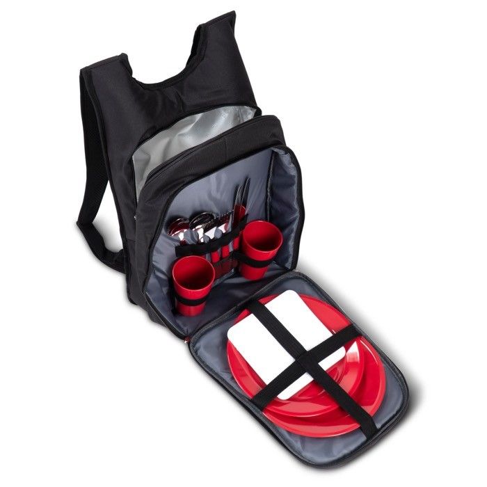 Sac à dos équipé pour pique-nique pour deux personnes avec zone d'impression