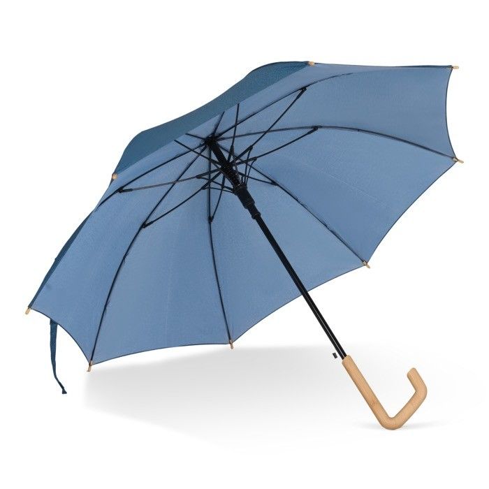 Parapluie en RPET avec poignée en bois et design particulier Ø103 avec zone d'impression