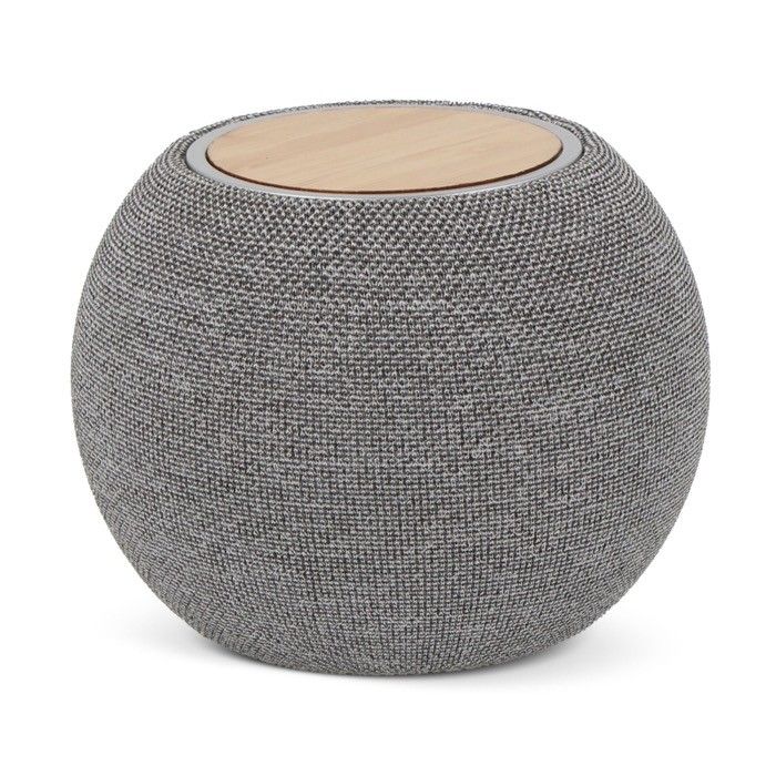 Enceinte et chargeur portable rond et compact en RPET et bambou avec zone d'impression
