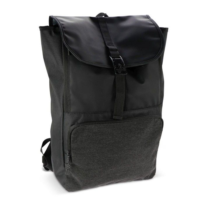 Sac à dos pour ordinateur portable en RPET avec poches latérales 15'' avec zone d'impression