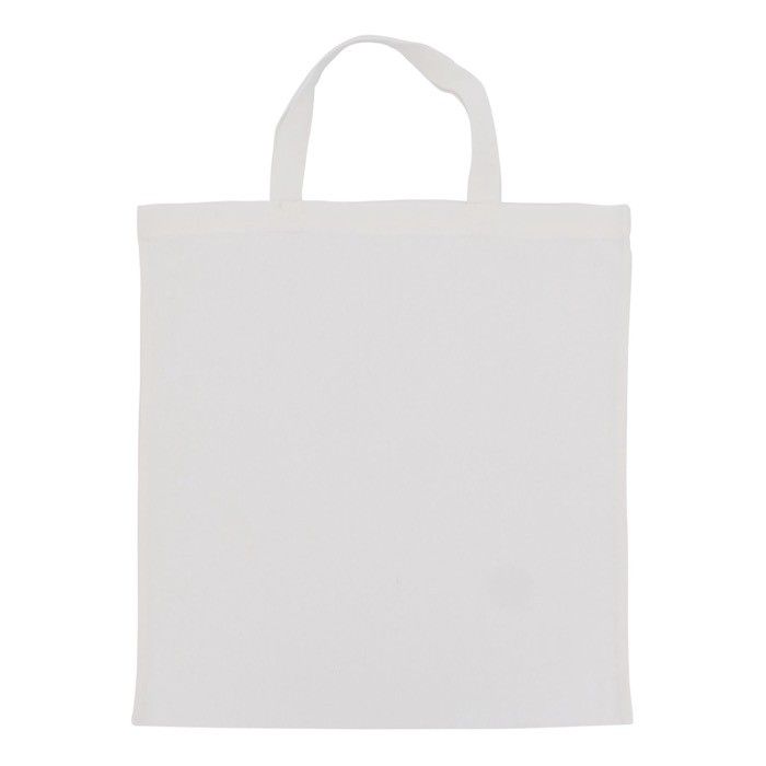 Sac de courses OEKO-TEX coloré avec poignées courtes 140 g/m2 avec zone d'impression
