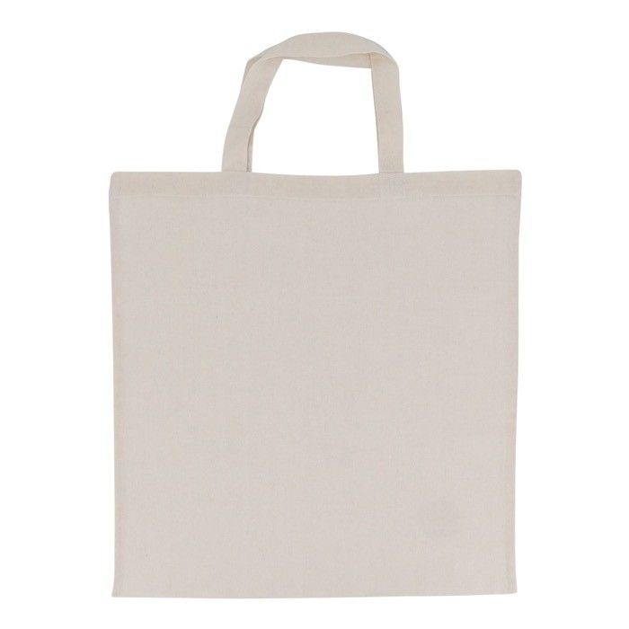 Sac en coton OEKO-TEX avec poignées courtes 140 g/m2 avec zone d'impression