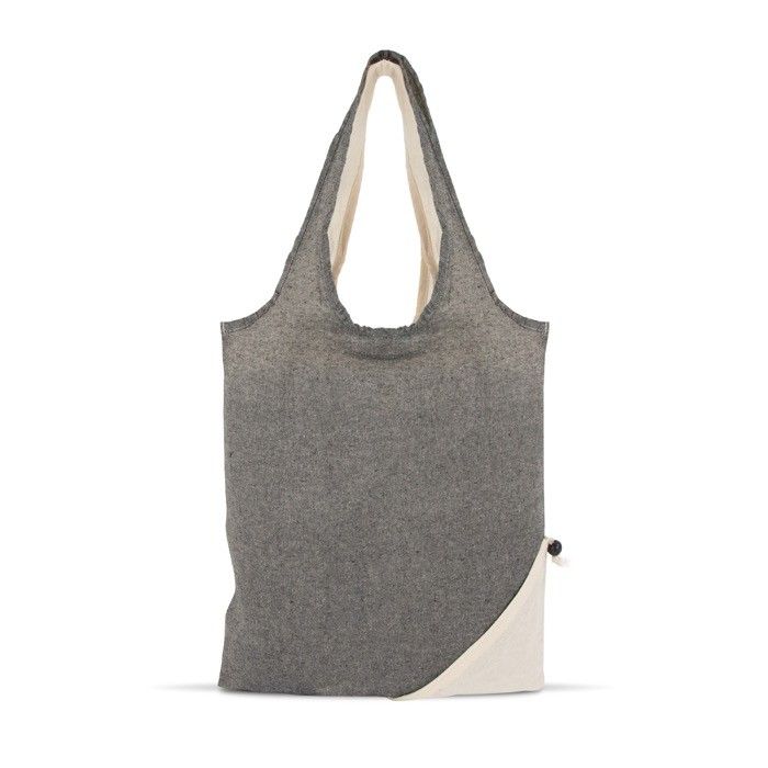Sac pliable bicolore en coton recyclé OEKO-TEX 140 g/m2 avec zone d'impression