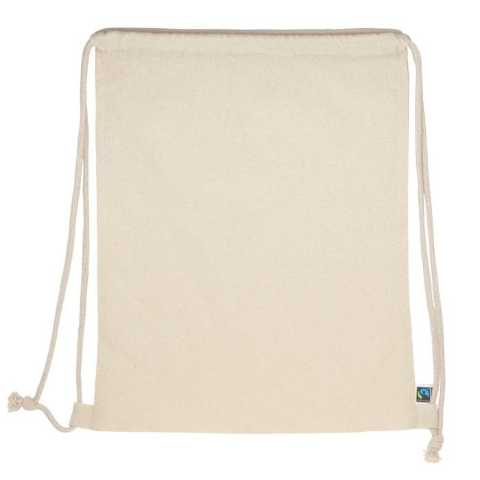 Sac avec fonction de sac à dos en coton FairTrade 140 g/m2 avec zone d'impression