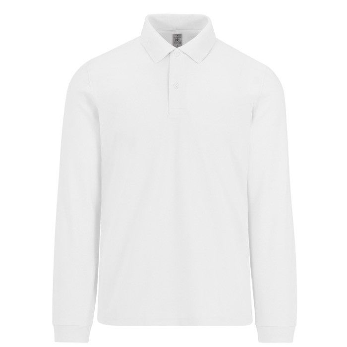 Polo classique en coton piqué à manches longues 180 g/m² B&C avec zone d'impression