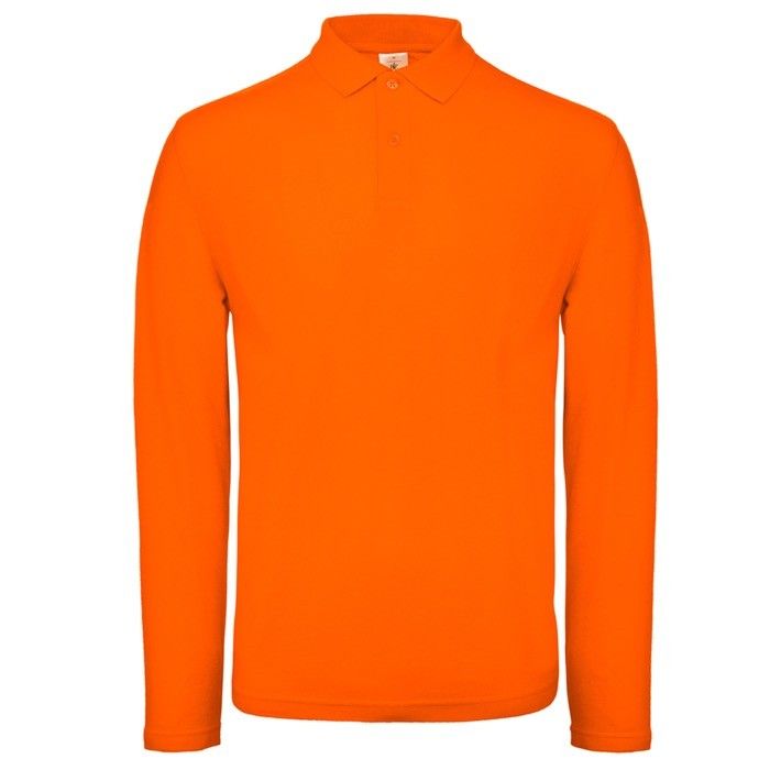 Polo pour homme à manches longues en coton 180 g/m² B&C avec zone d'impression