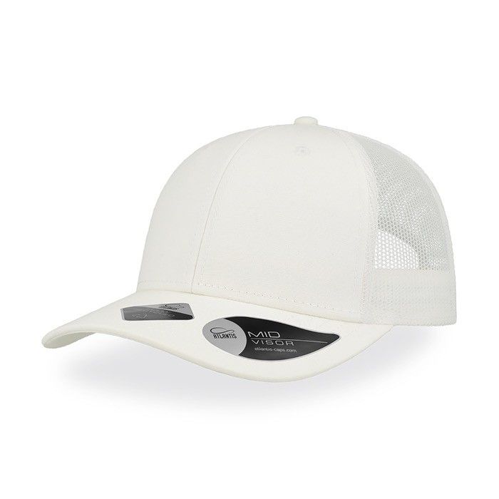 Casquette en coton recyclé à 6 panneaux avec maille arrière 250 g/m² avec zone d'impression