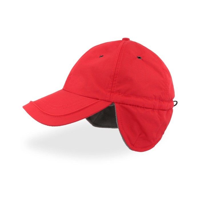 Casquette d'hiver en nylon avec cache-oreilles et doublure polaire couleur bleu marine