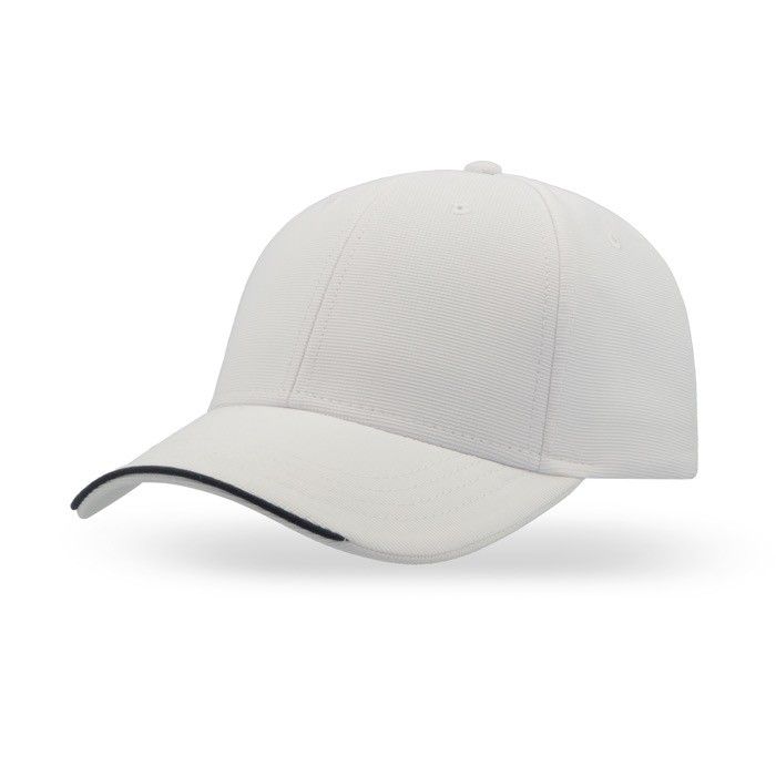 Casquette en polyester recyclé à 6 panneaux avec visière bordée couleur gris clair