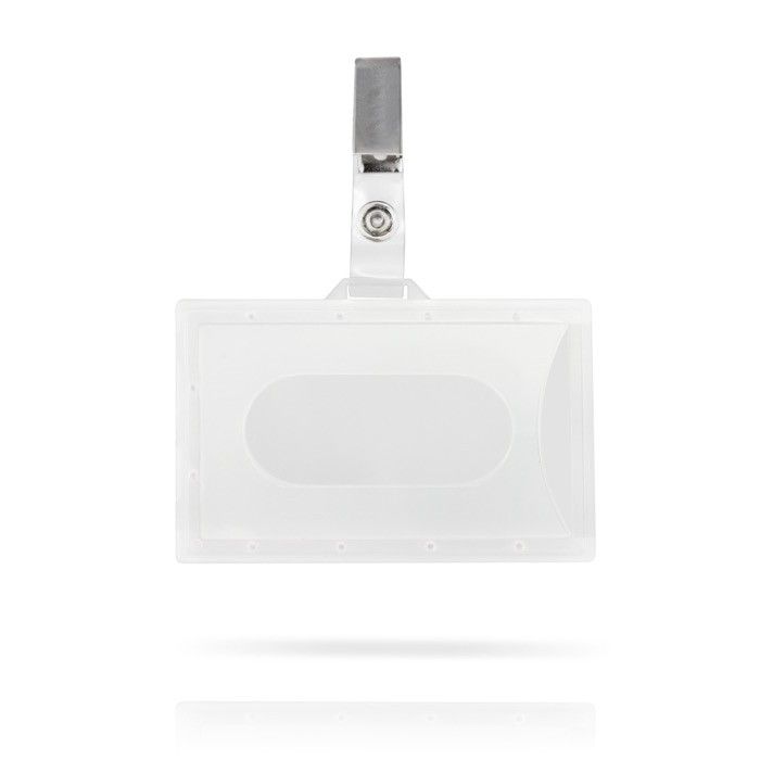 Identificateur en plastique avec attache de poche amovible 9x5,5 cm avec zone d'impression
