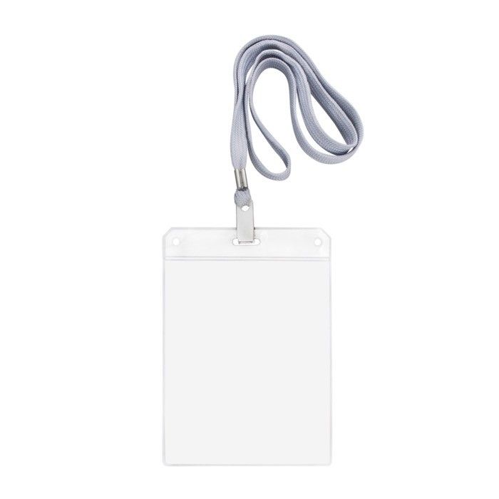 Identificateur avec cordon détachable en polyester 10,8x15,4 cm avec zone d'impression