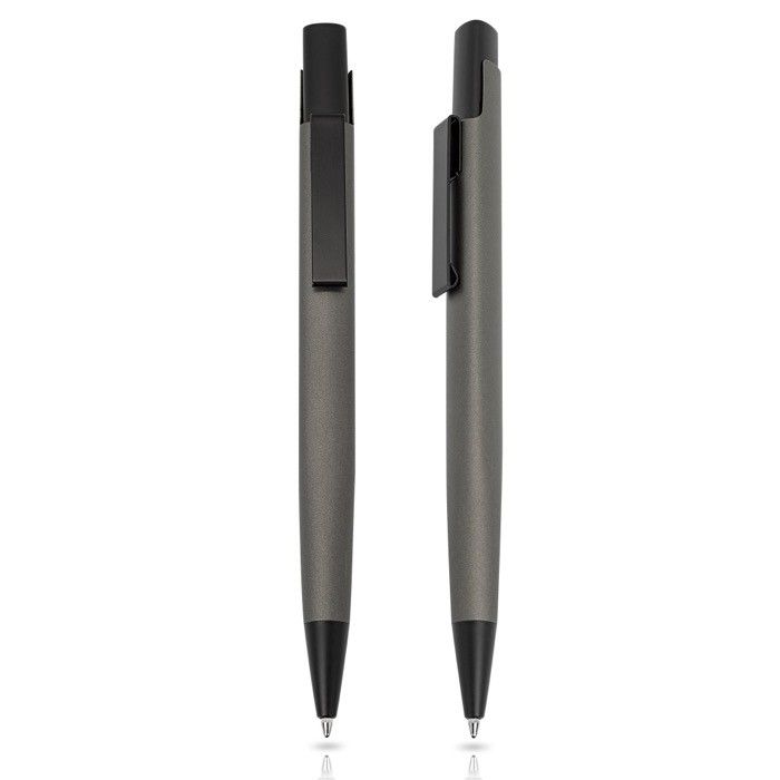 Ensemble stylo et porte-mine en aluminium avec étui, encre noire avec zone d'impression