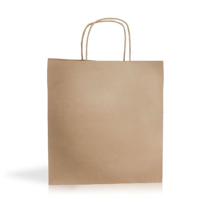 Sac de courses en papier kraft avec soufflet large 100 g/m² avec zone d'impression
