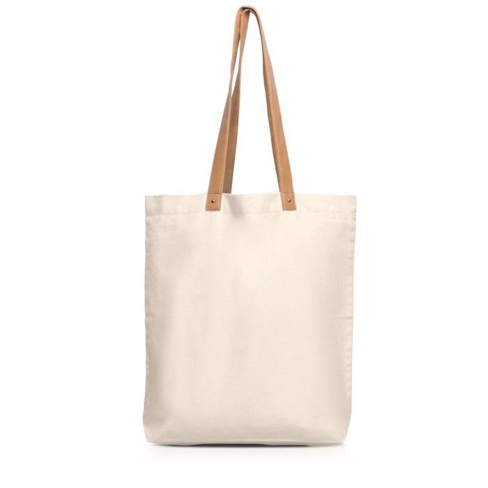 Sac en coton avec poignées en cuir synthétique résistantes 180 g/m² avec zone d'impression