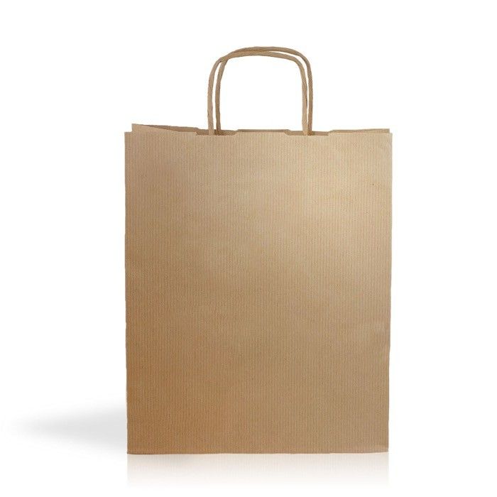 Sac classique en papier kraft avec poignées courtes 90 g/m² avec zone d'impression