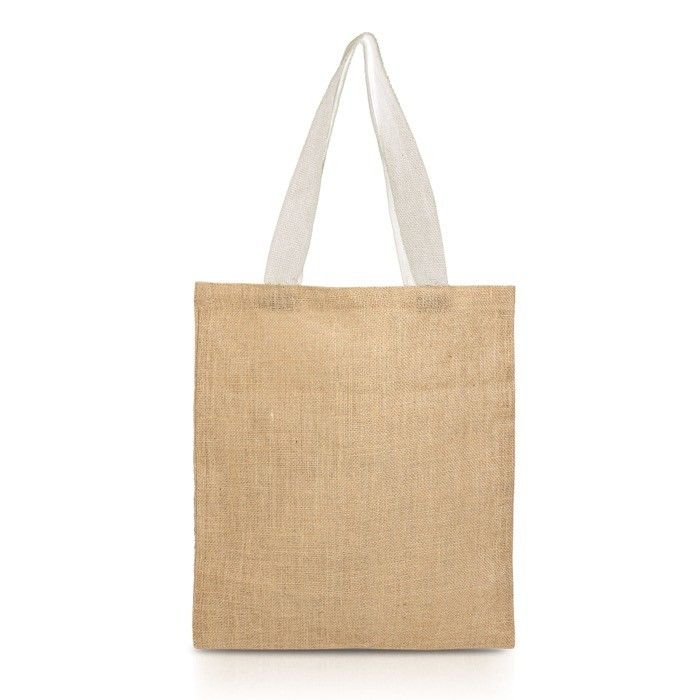 Sac de courses en jute avec poignées en coton 265 g/m² avec zone d'impression