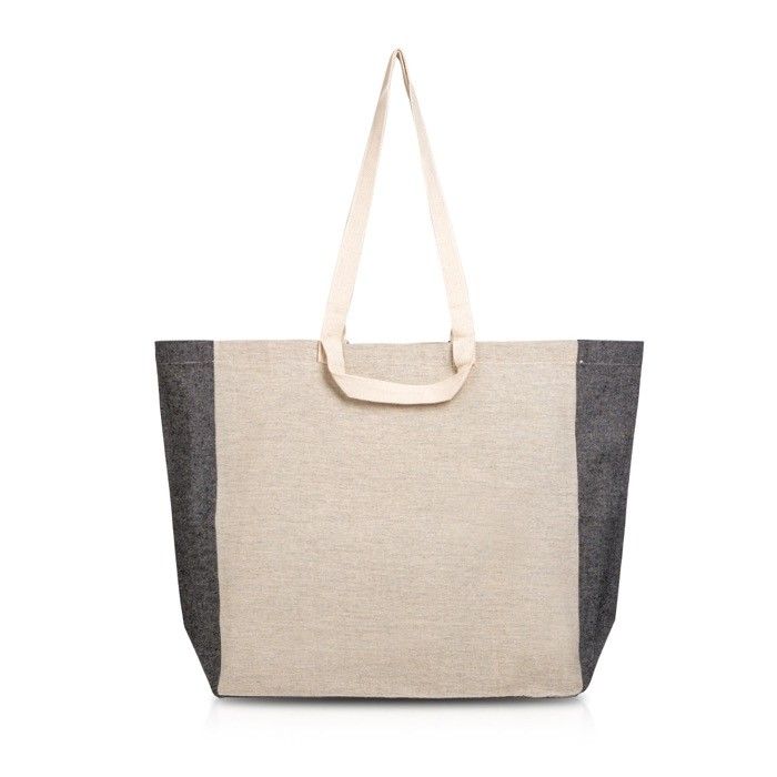 Sac en coton recyclé naturel avec côté ombré 190 g/m² avec zone d'impression