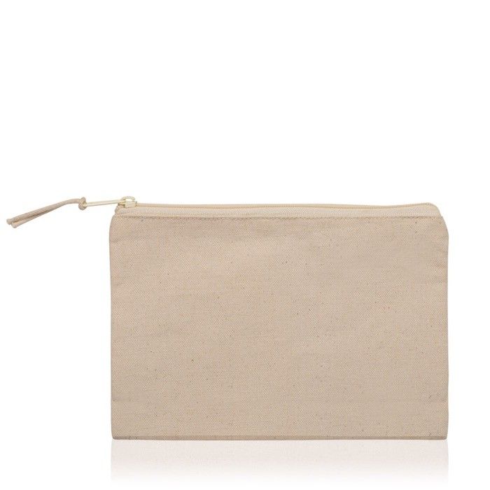 Petit sac coton idéal pour cosmétiques avec fermeture éclair 310 g/m² avec zone d'impression