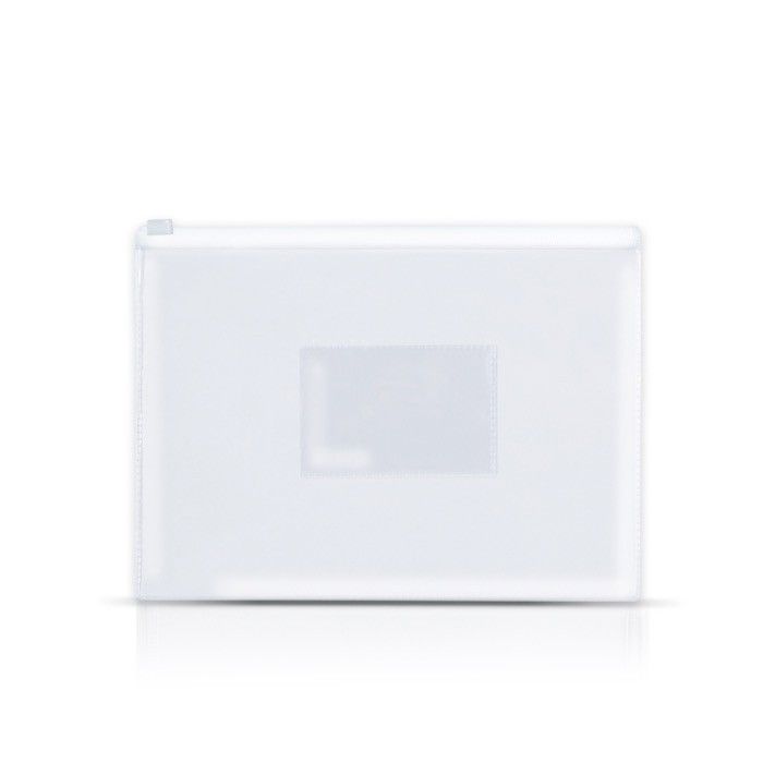 Porte-documents en plastique avec fermeture éclair pour documents A5 avec zone d'impression