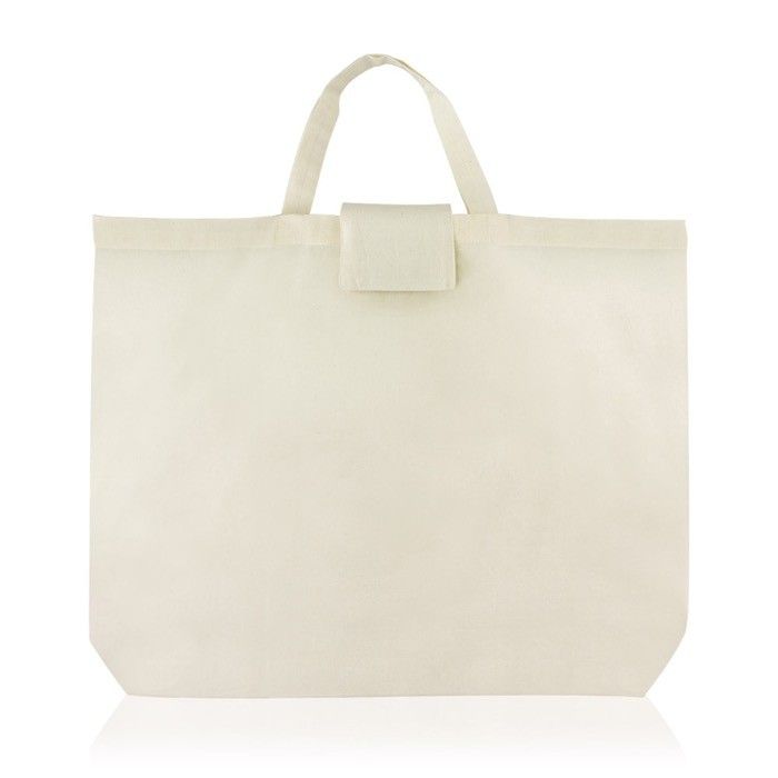 Sac pliable pour courses en coton avec poignées courtes 110 g/m² avec zone d'impression