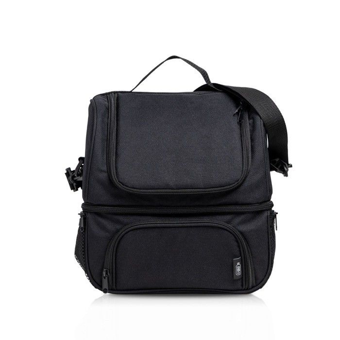 Sac isotherme à bandoulière fabriqué à partir de bouteilles recyclées avec zone d'impression