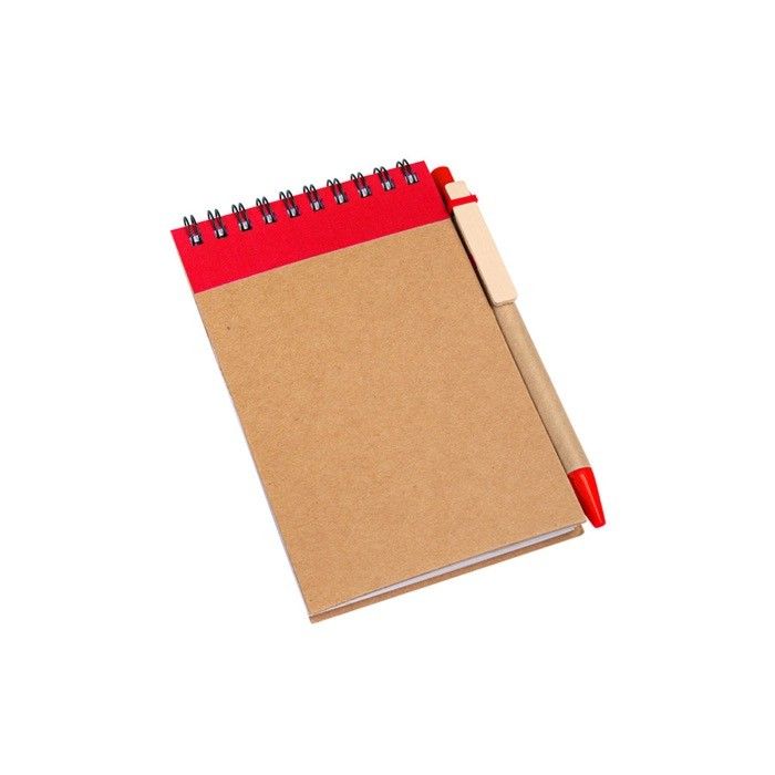 Bloc-notes en carton avec anneaux et stylo A6 pages lisses avec zone d'impression