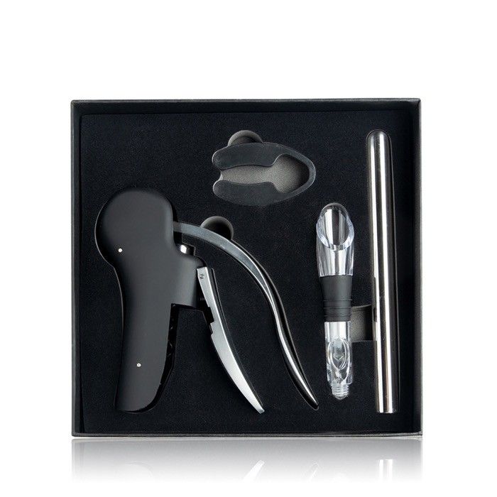 Set de vin glamour en acier inoxydable avec 3 fonctions avec zone d'impression